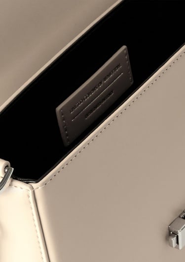  Kadın Taş Rengi Metal Klipsli Çift Saplı Mini Omuz Çantası