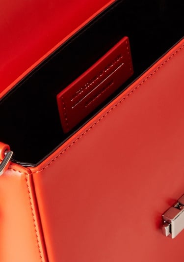  Kadın Turuncu Metal Klipsli Çift Saplı Mini Omuz Çantası