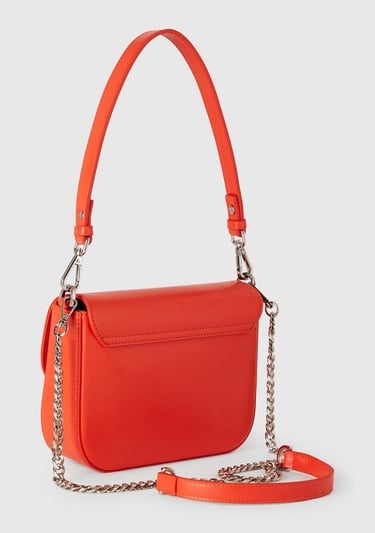  Kadın Turuncu Metal Klipsli Çift Saplı Mini Omuz Çantası