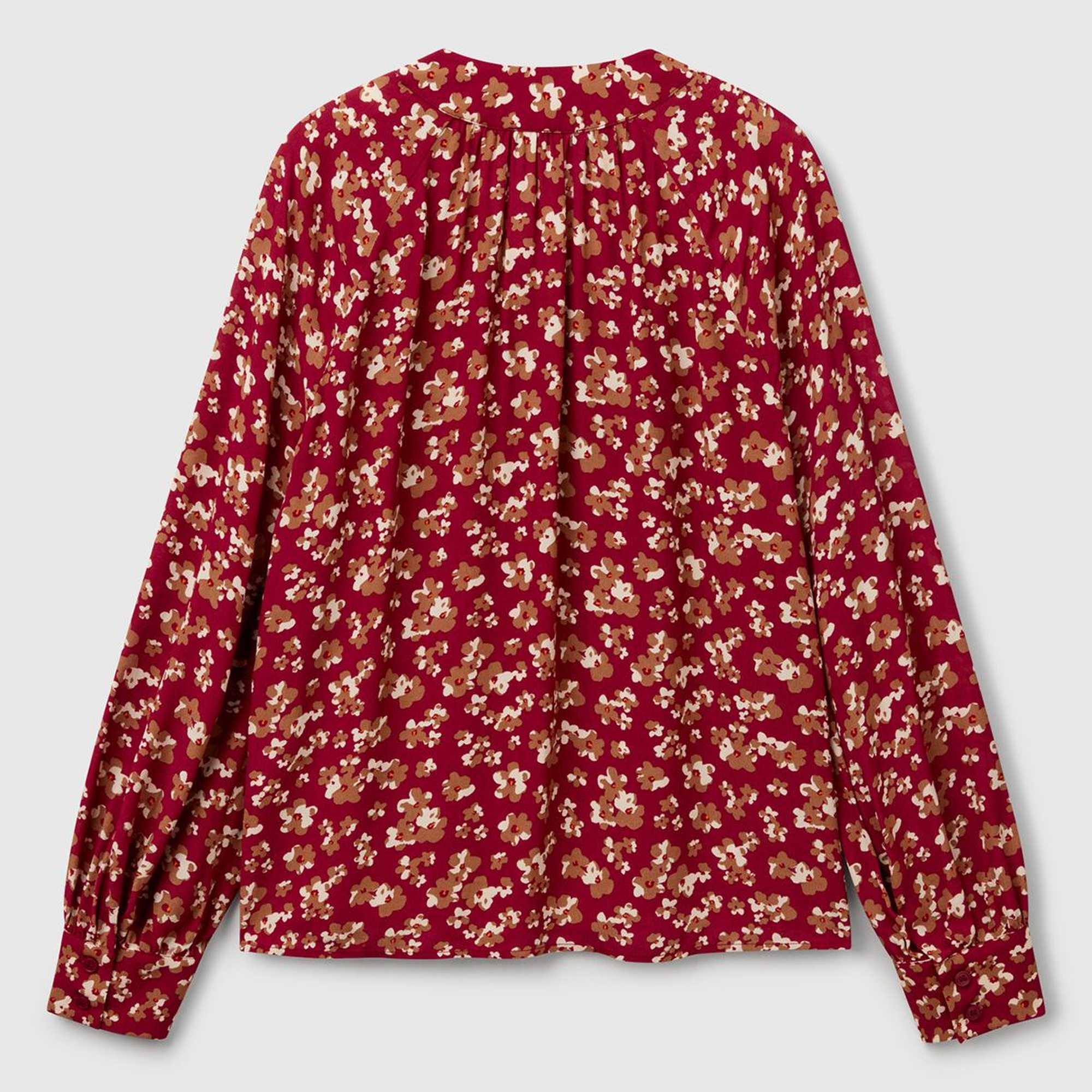 Kadın Bordo %100 Viskoz V Yaka Raglan Kol Bluz