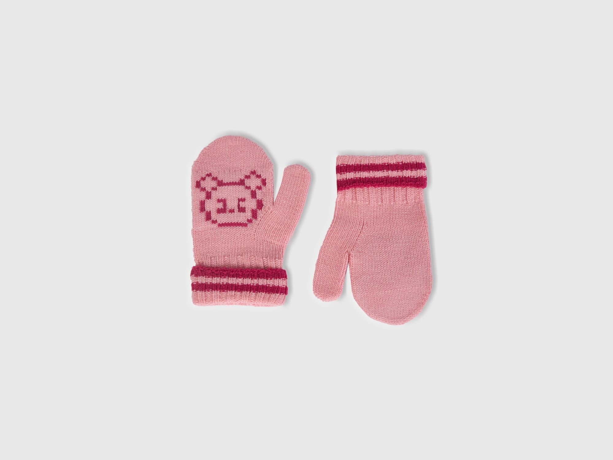  Erkek Çocuk Pembe Şerit Detaylı Hayvan Desenli Eldiven