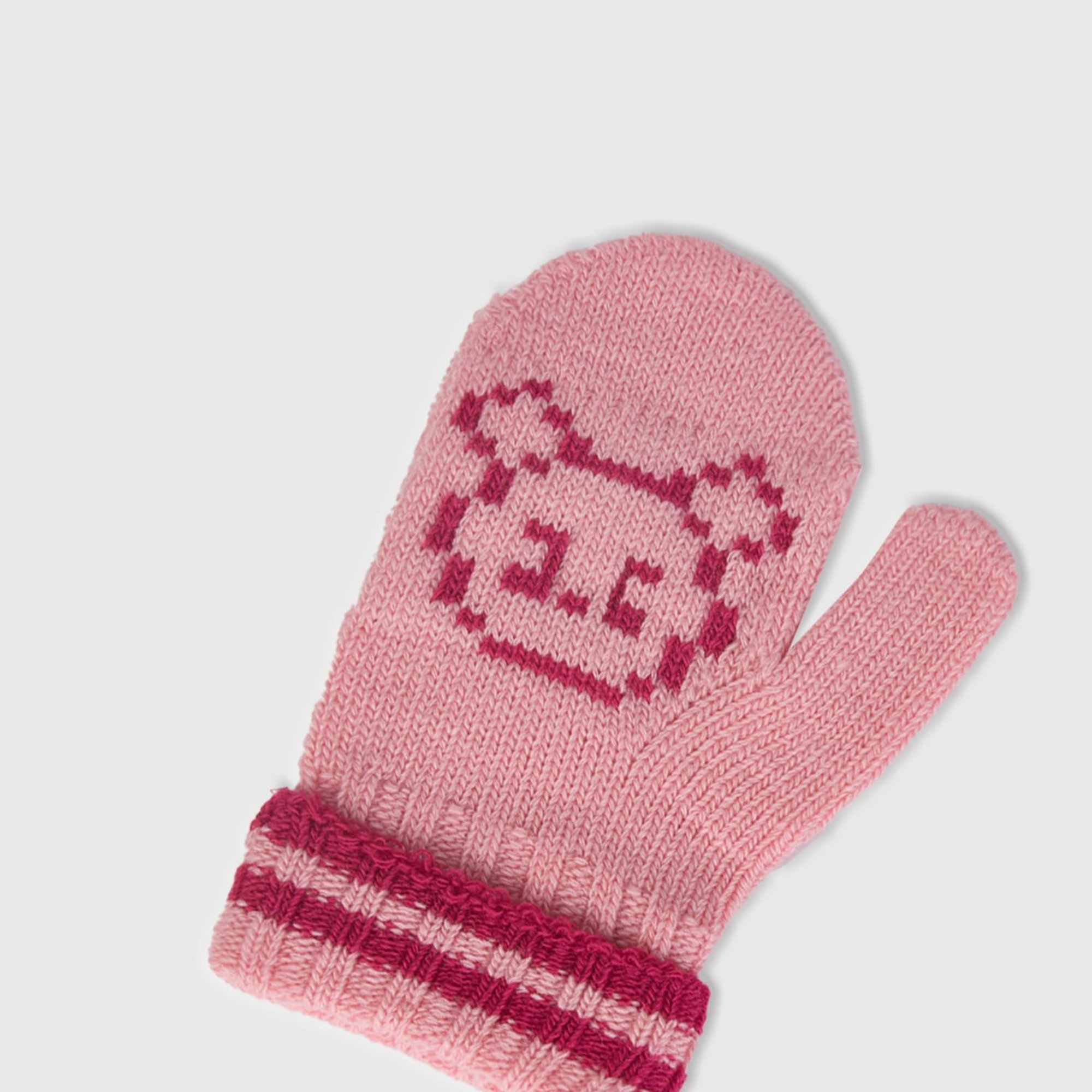 Erkek Çocuk Pembe Şerit Detaylı Hayvan Desenli Eldiven