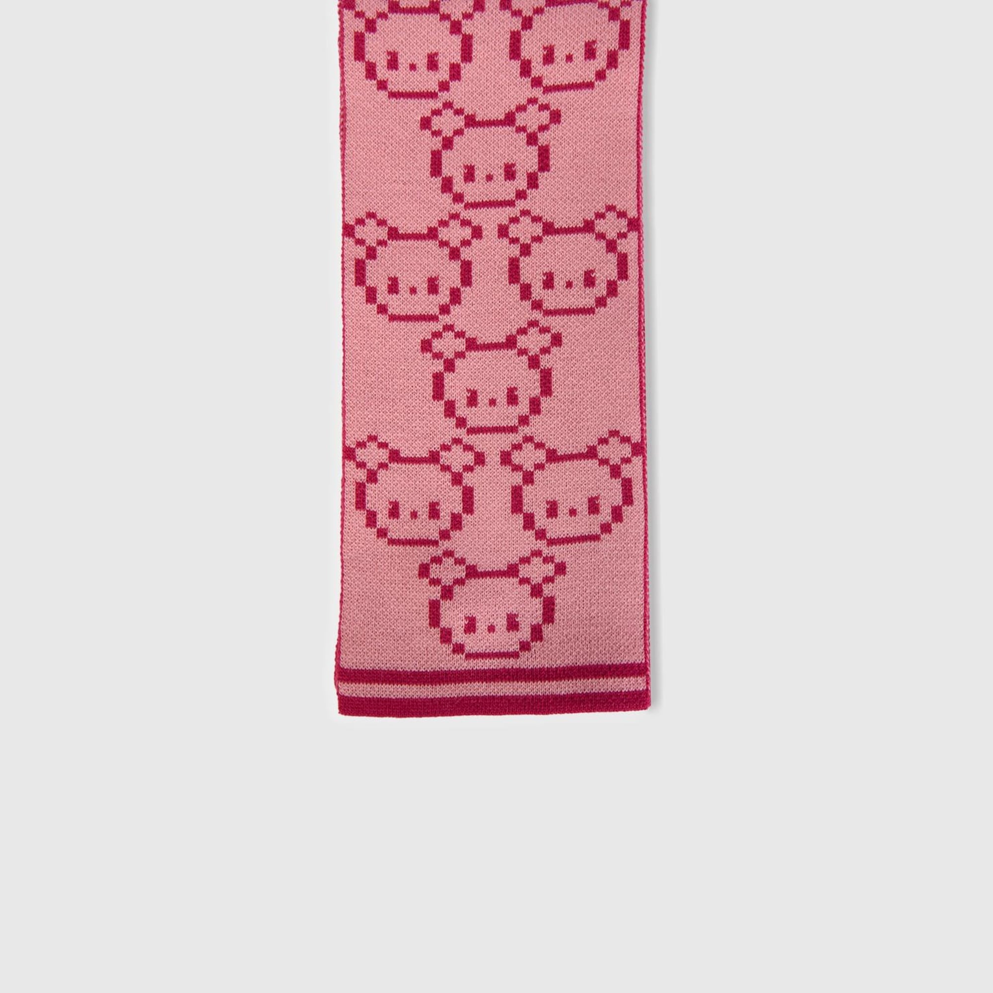 Erkek Çocuk Pembe Şerit Detaylı Hayvan Desenli Atkı