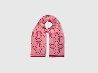  Erkek Çocuk Pembe Şerit Detaylı Hayvan Desenli Atkı