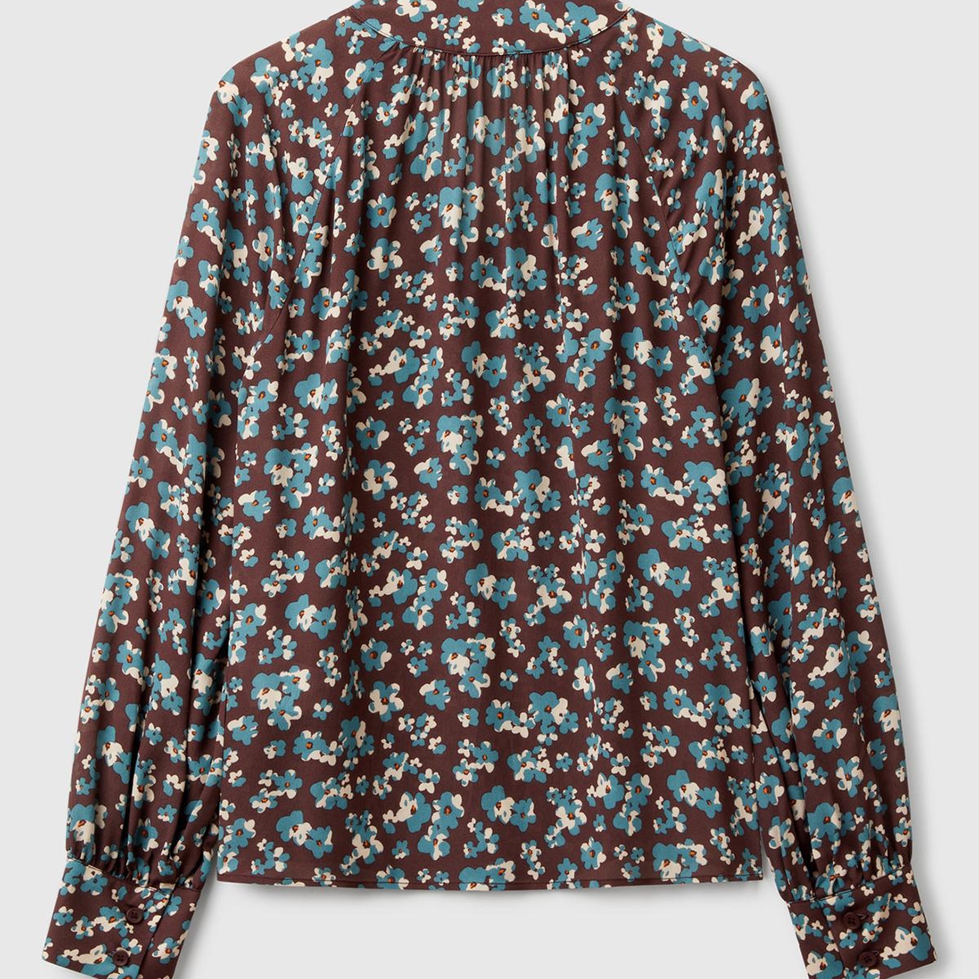 Kadın Kahverengi %100 Viskoz V Yaka Raglan Kol Bluz