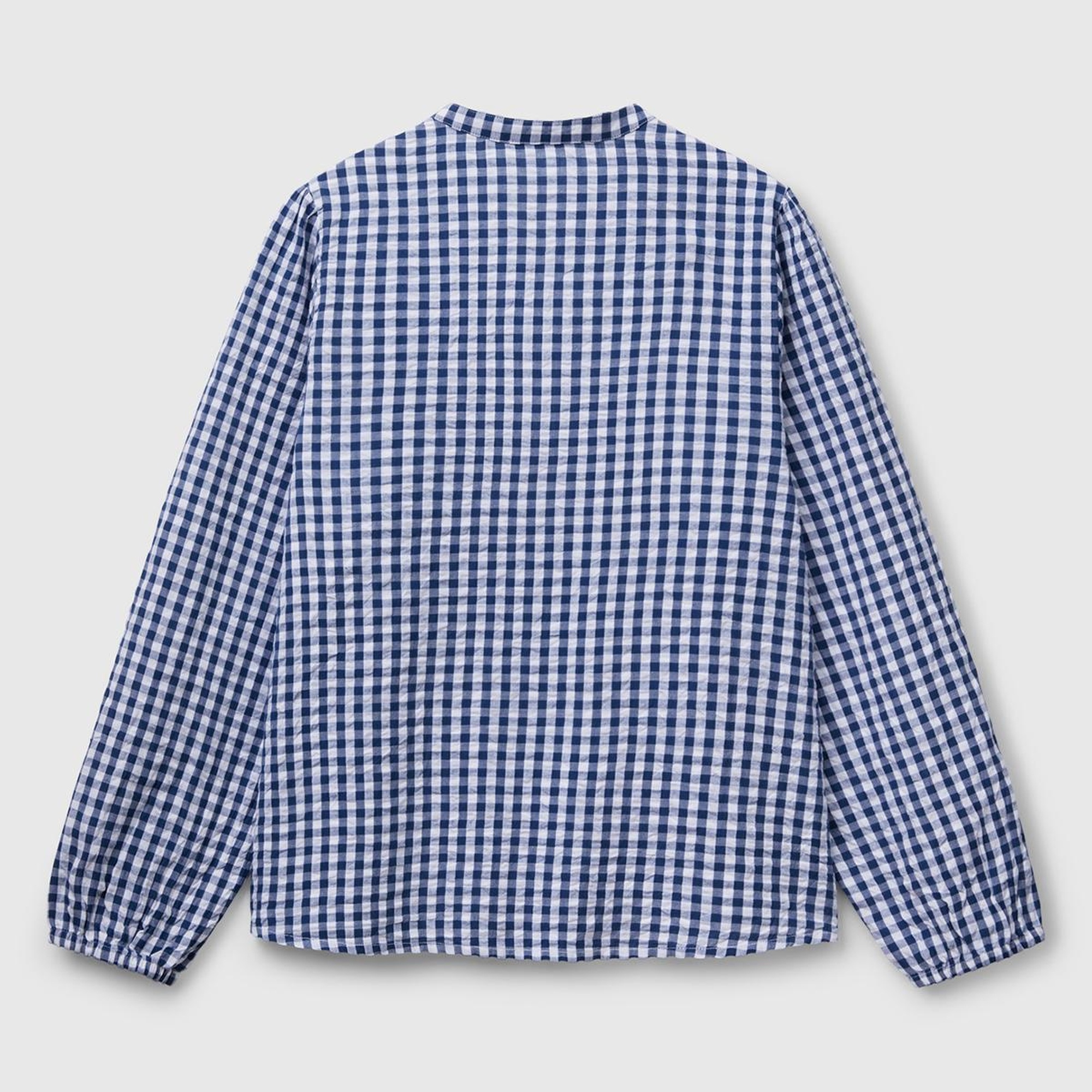 Kadın Mavi %100 Pamuk Pötikareli Relax Fit V Yaka Bluz