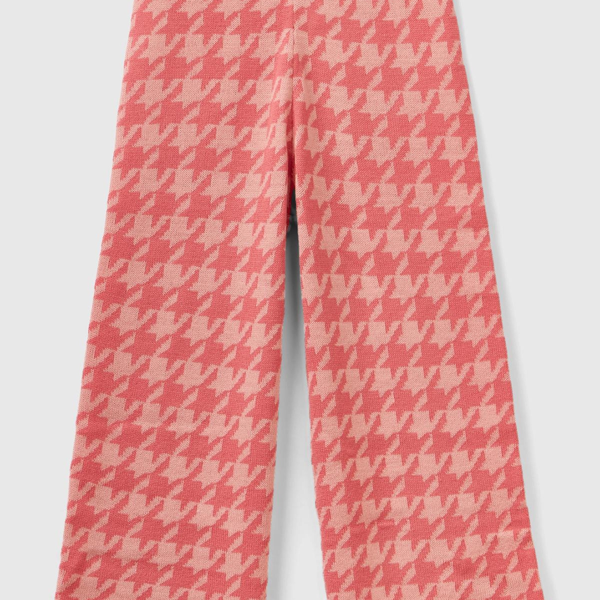 Kız Çocuk Pembe Tamamı Desenli Geniş Paça Pantolon