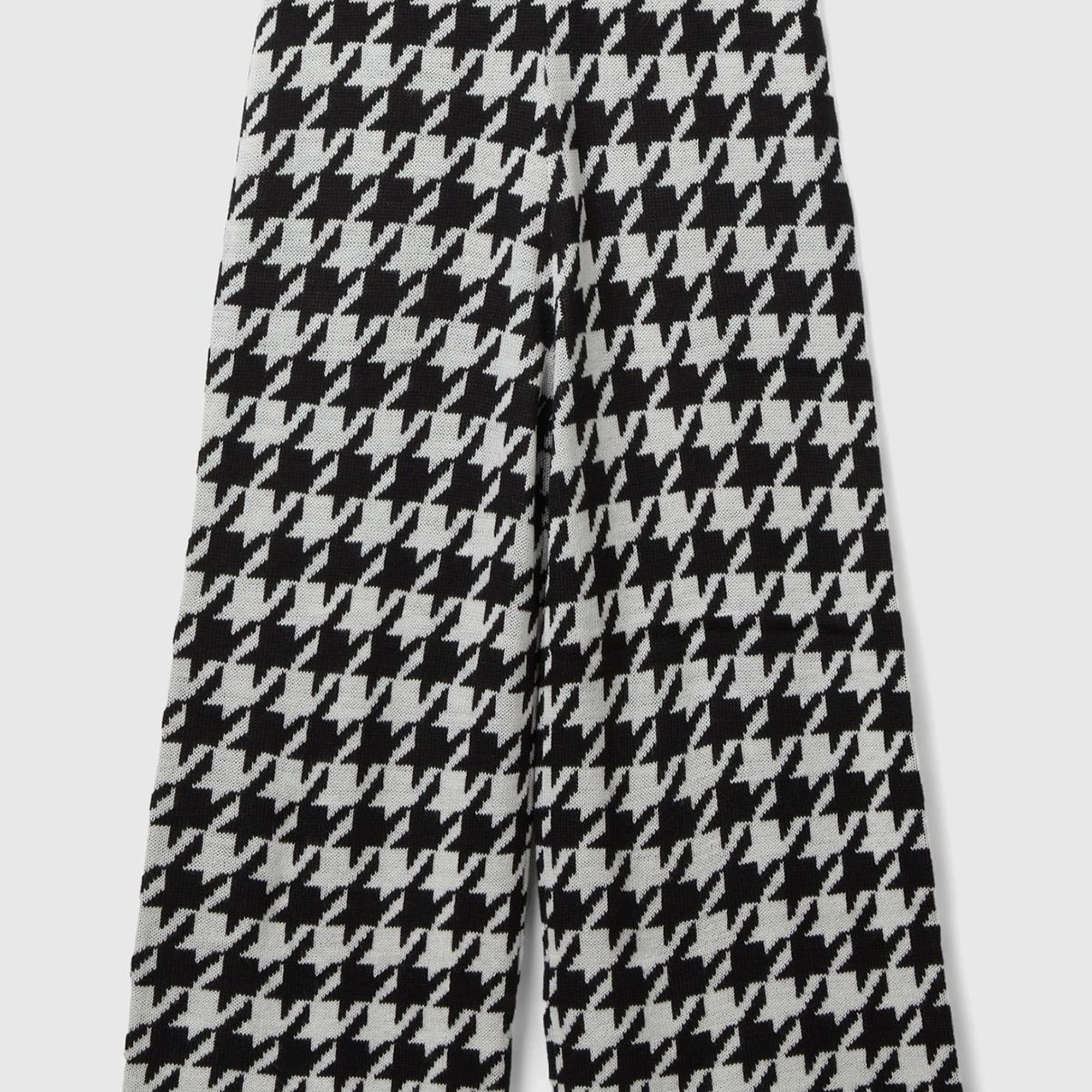 Kız Çocuk Siyah Tamamı Desenli Geniş Paça Pantolon