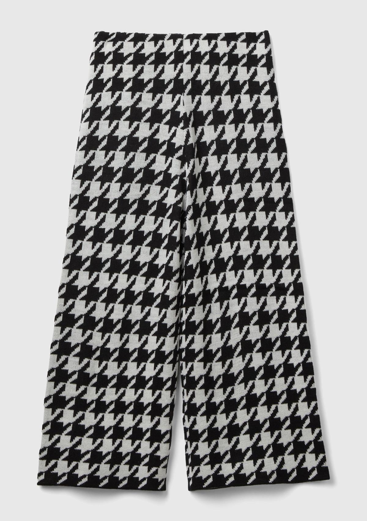  Kız Çocuk Siyah Tamamı Desenli Geniş Paça Pantolon