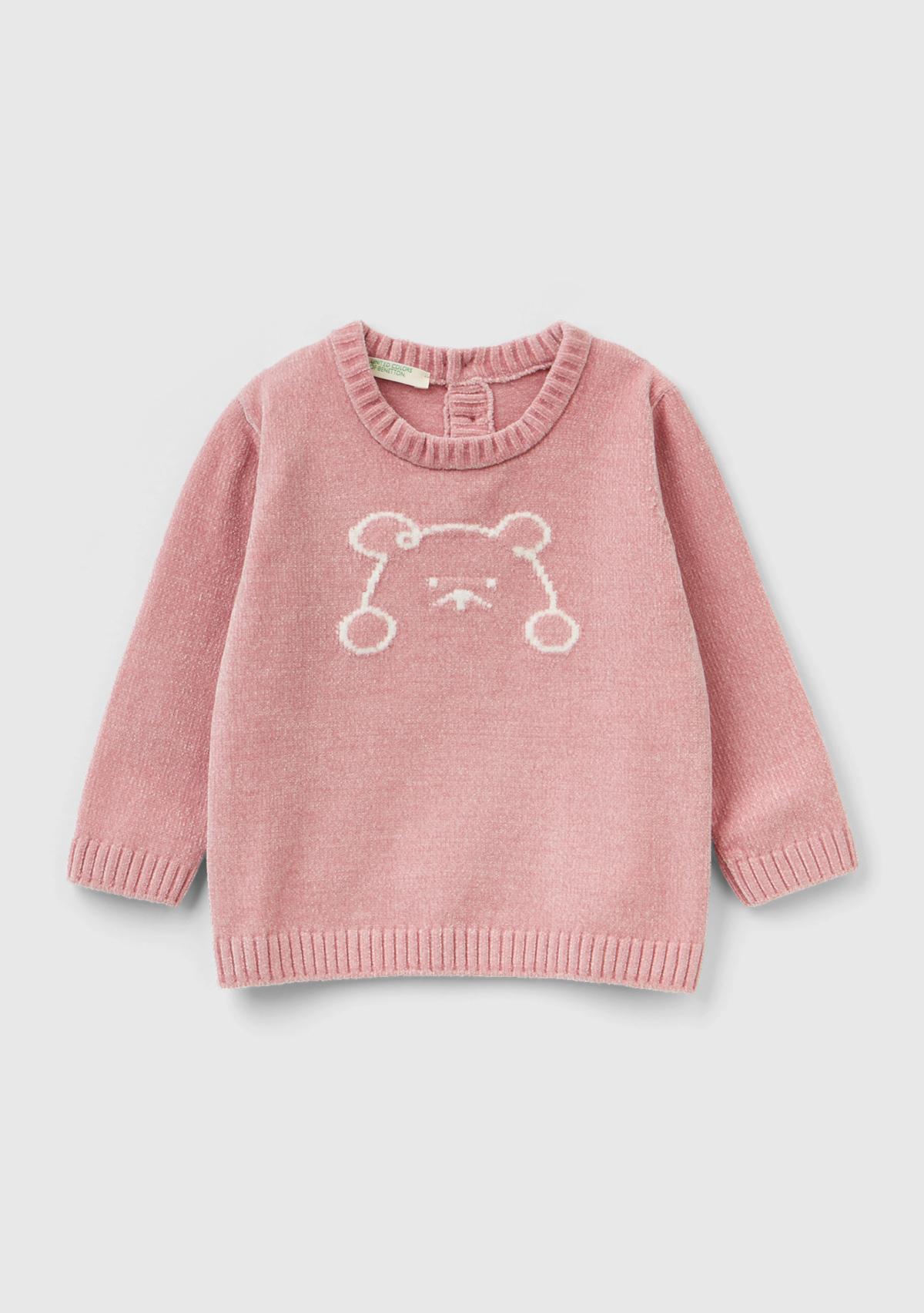  Bebek Gül Kurusu Ayıcık Desenli Kazak