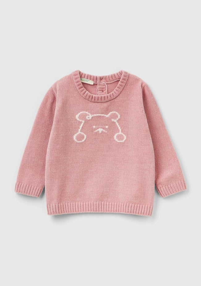  Bebek Gül Kurusu Ayıcık Desenli Kazak