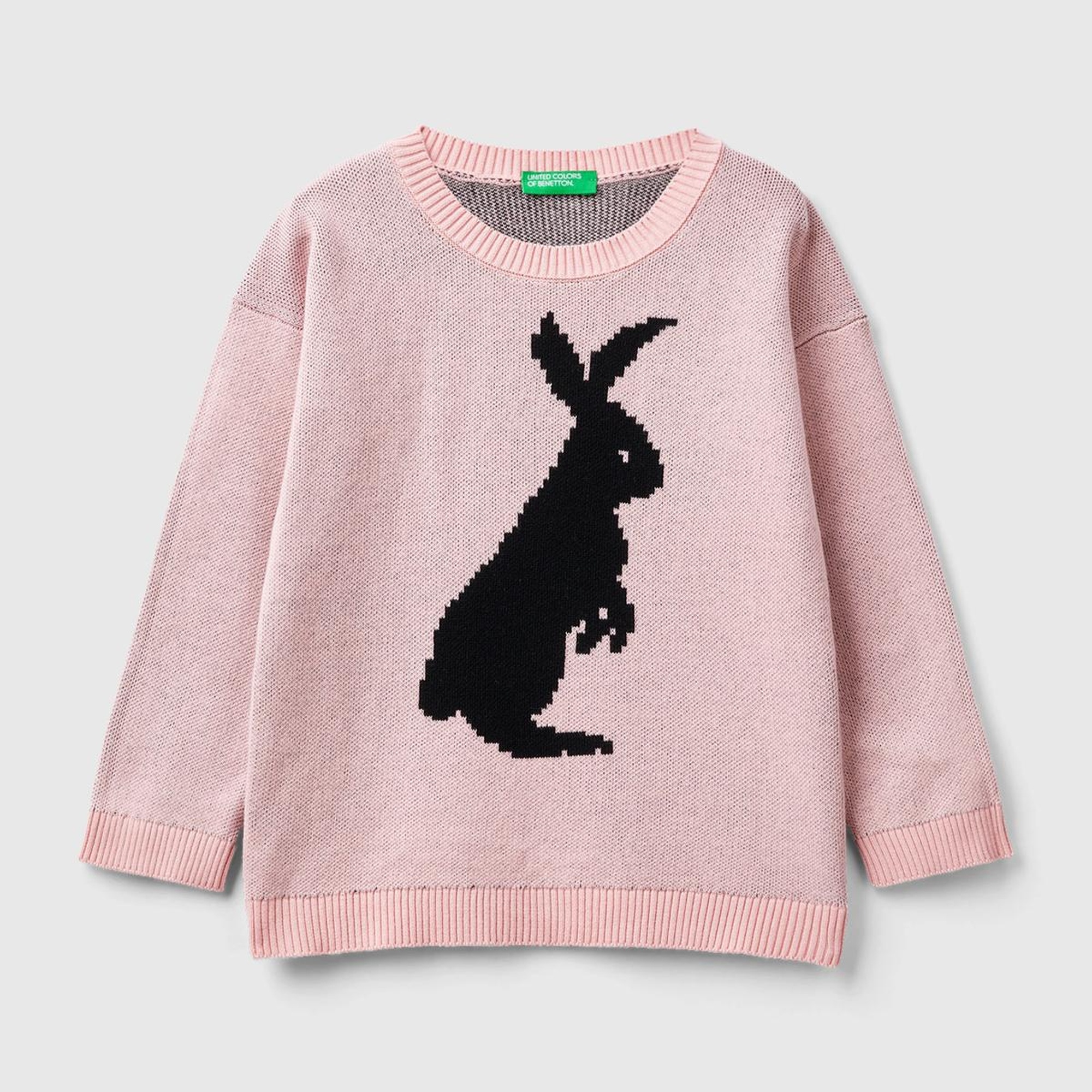 Erkek Çocuk Pembe Tavşan Desenli Kazak