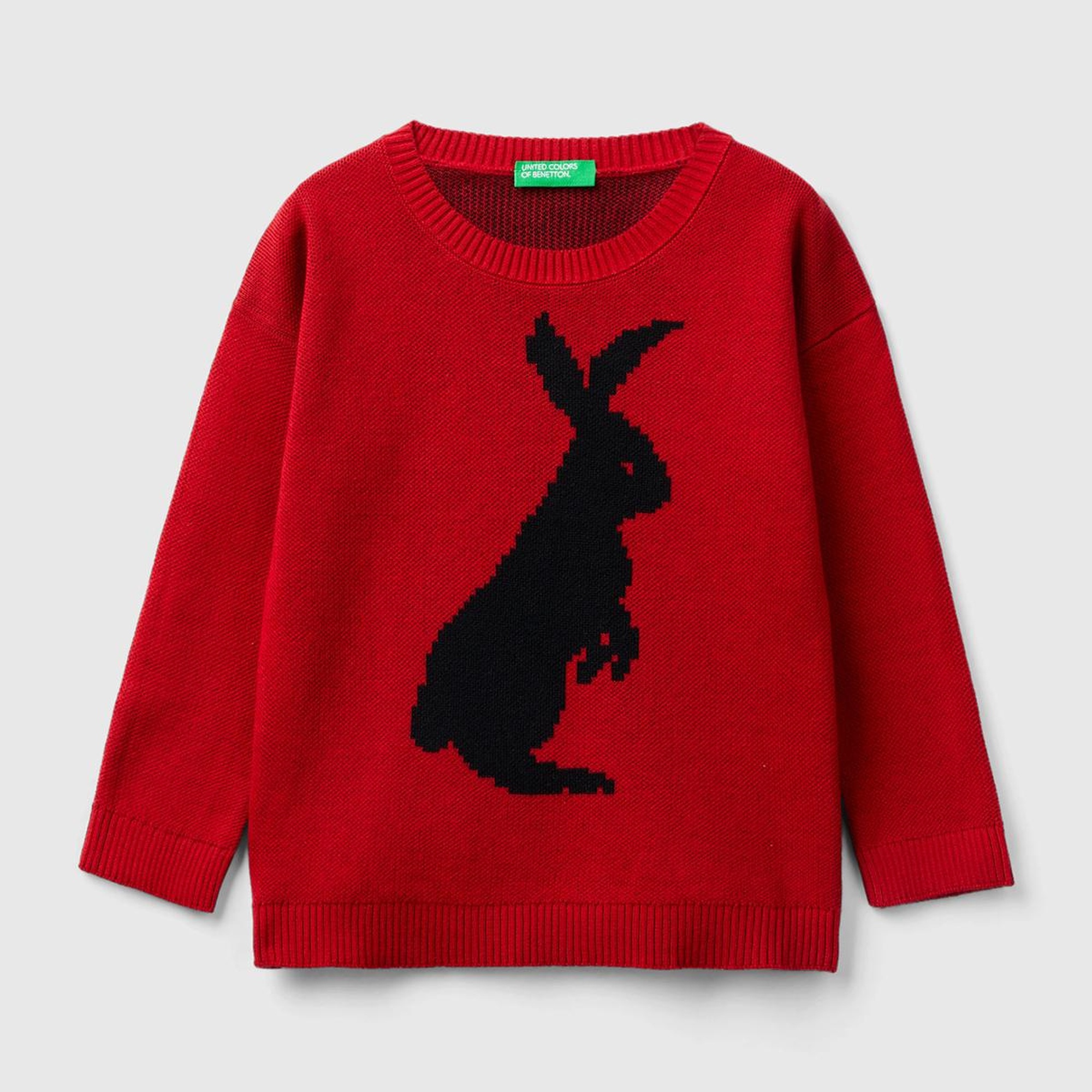 Erkek Çocuk Kırmızı Tavşan Desenli Kazak