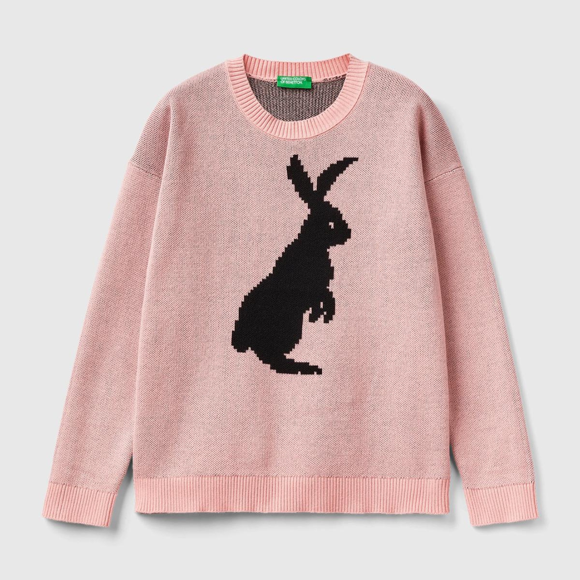 Erkek Çocuk Pembe Tavşan Desenli Kazak