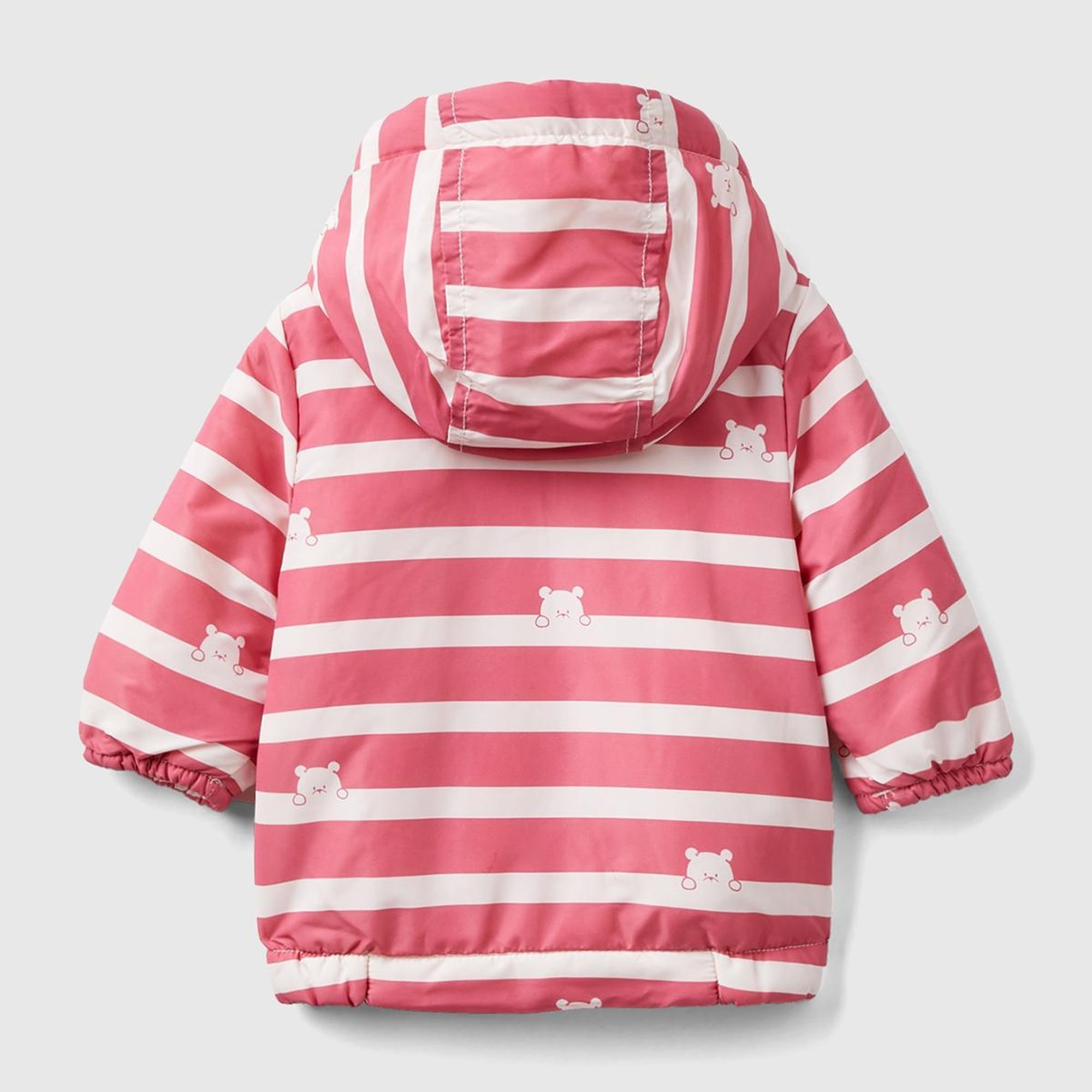 Bebek Pembe Ayıcık Detaylı Yatay Çizgili Mont