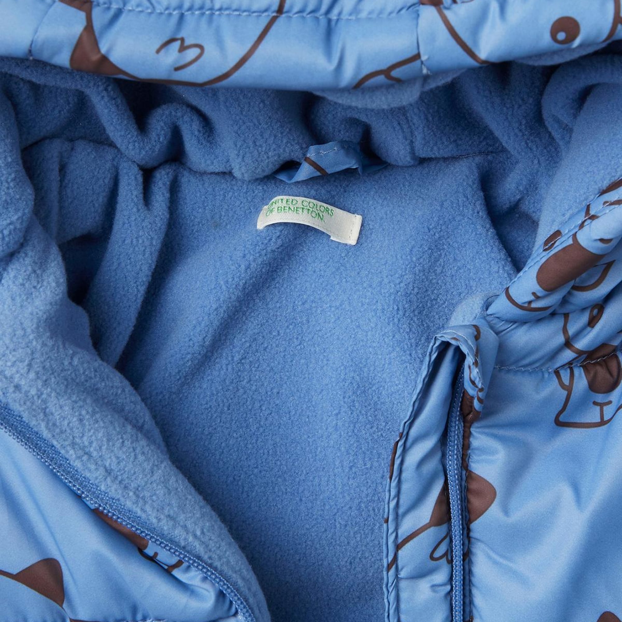 Bebek Koyu Mavi Dinazor Baskılı Pufa Mont