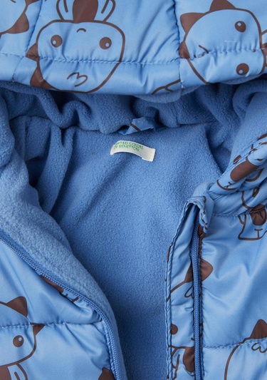  Bebek Koyu Mavi Dinazor Baskılı Pufa Mont
