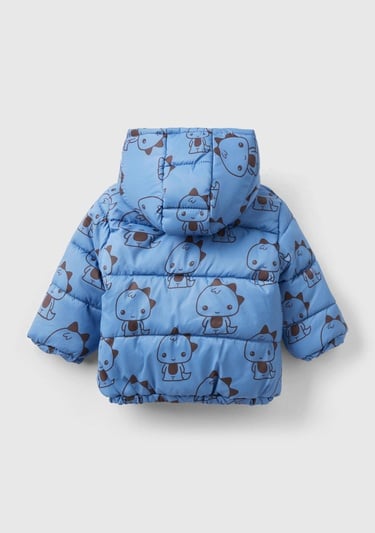  Bebek Koyu Mavi Dinazor Baskılı Pufa Mont