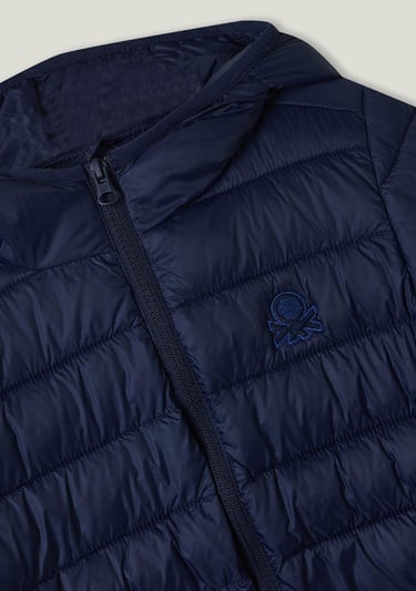  Erkek Çocuk Lacivert Logolu  İnce Puffer Mont