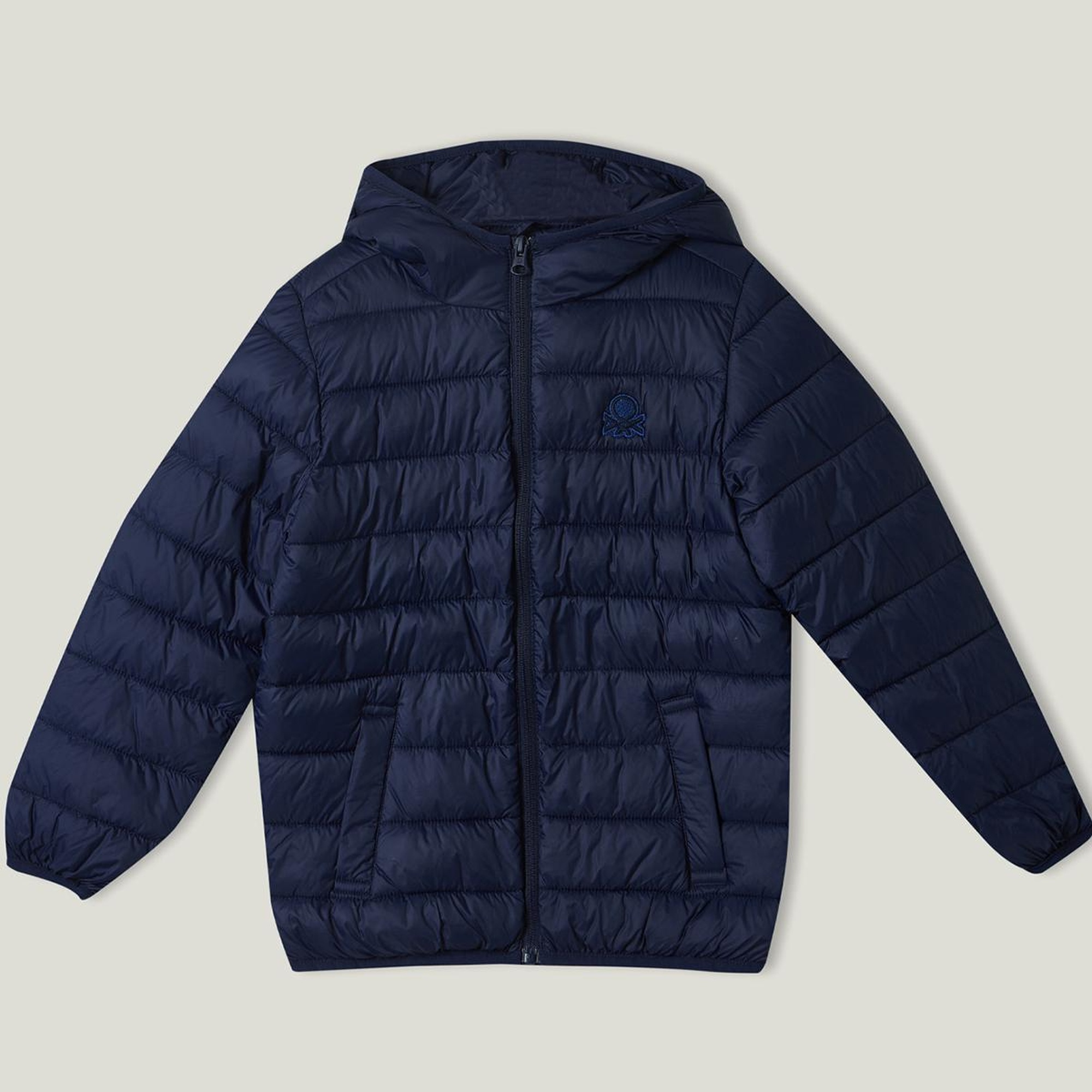 Erkek Çocuk Lacivert Logolu  İnce Puffer Mont