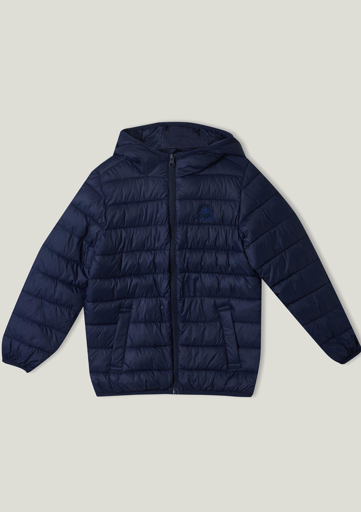  Erkek Çocuk Lacivert Logolu  İnce Puffer Mont