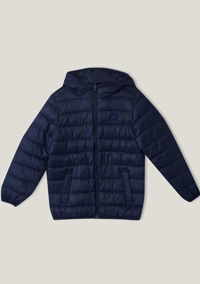  Erkek Çocuk Lacivert Logolu  İnce Puffer Mont