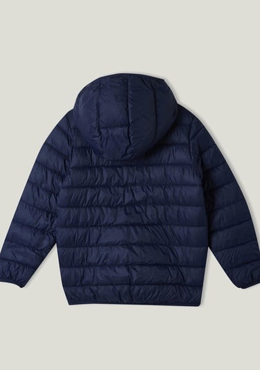  Erkek Çocuk Lacivert Logolu  İnce Puffer Mont