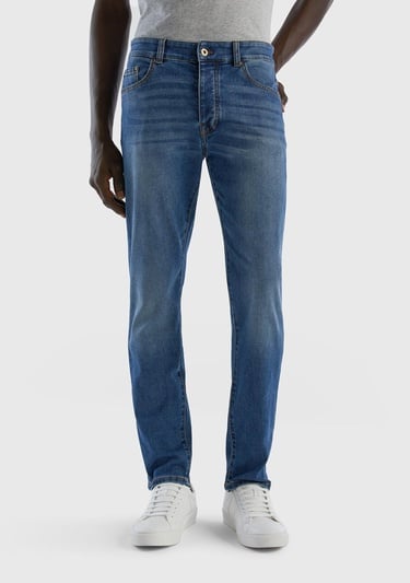  Erkek Koyu Mavi  Slim Fit Jean Pantolon