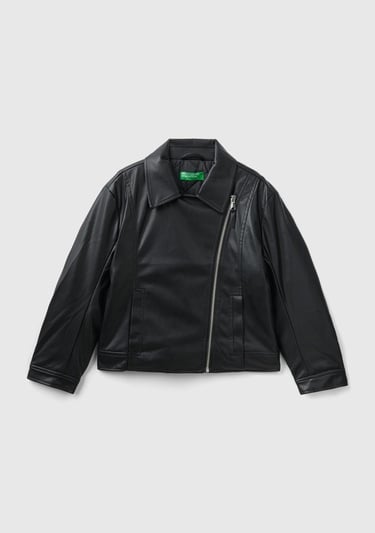  Kız Çocuk Siyah Suni Deri Ceket