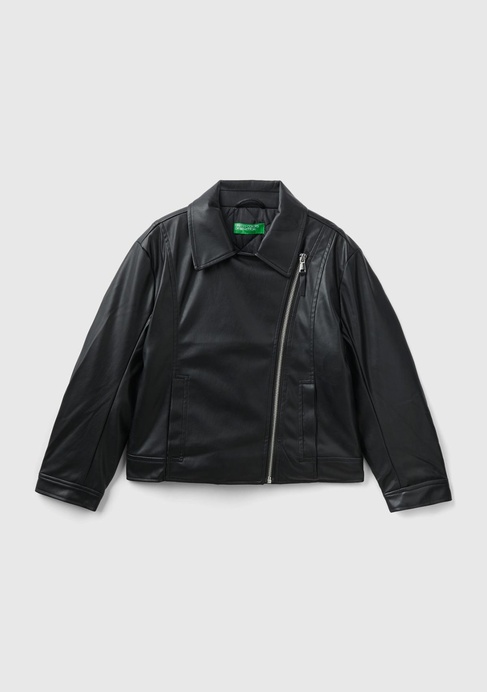  Kız Çocuk Siyah Suni Deri Ceket