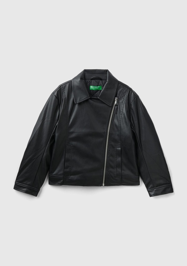  Kız Çocuk Siyah Suni Deri Ceket