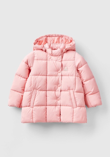  Kız Çocuk Pembe Benetton Logolu Pufa Mont