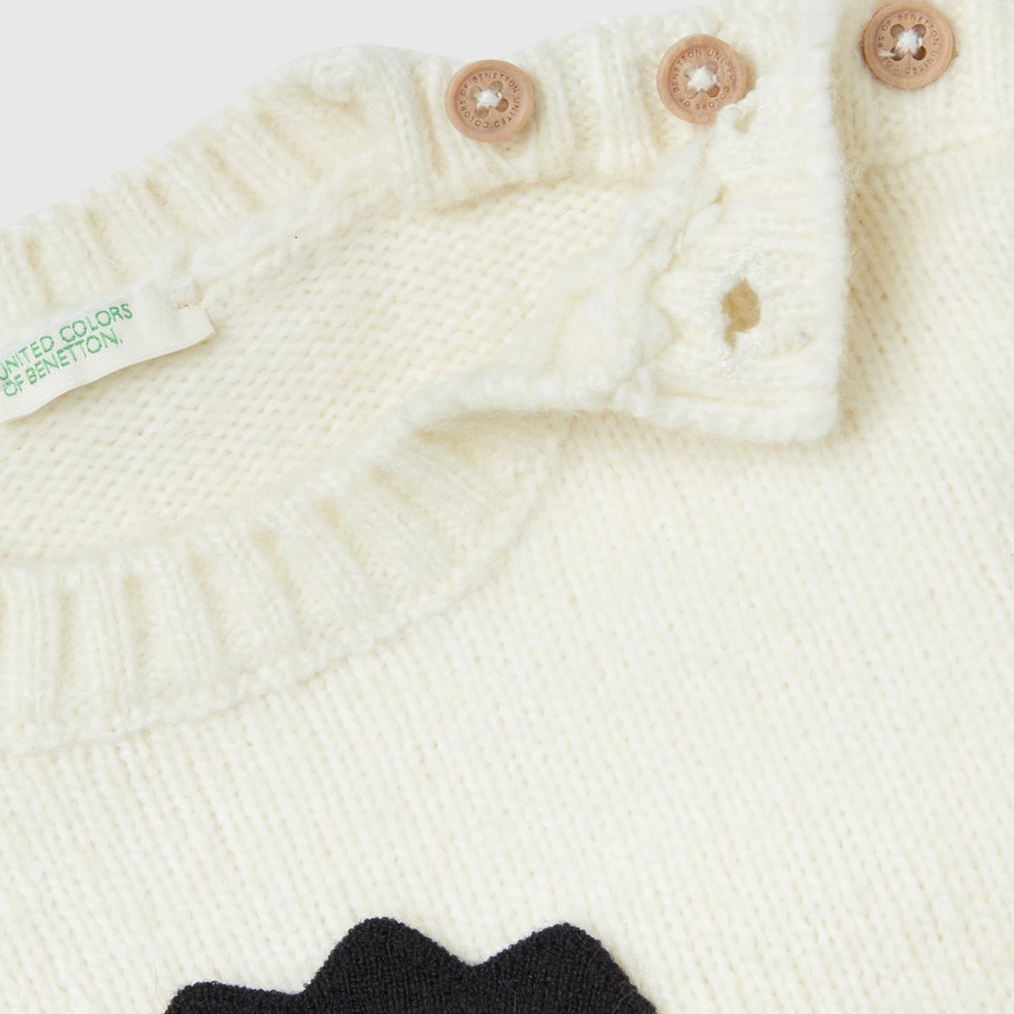 Bebek Ekru Omuzu Çıtçıtlı Hayvan Baskılı Sweatshirt