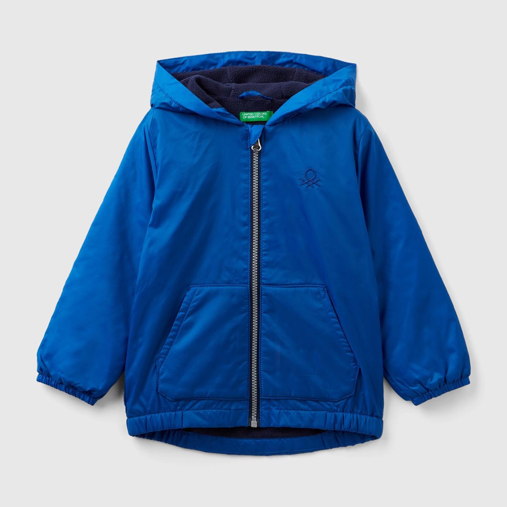 Erkek Çocuk Saks Mavi Benetton Logolu Yağmurluk