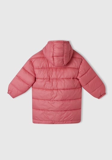  Erkek Çocuk Fuşya Benetton Logo İşlemeli Uzun Mont
