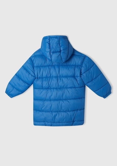 Erkek Çocuk Mavi Benetton Logo İşlemeli Uzun Mont
