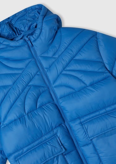  Erkek Çocuk Mavi Benetton Logo İşlemeli Uzun Mont