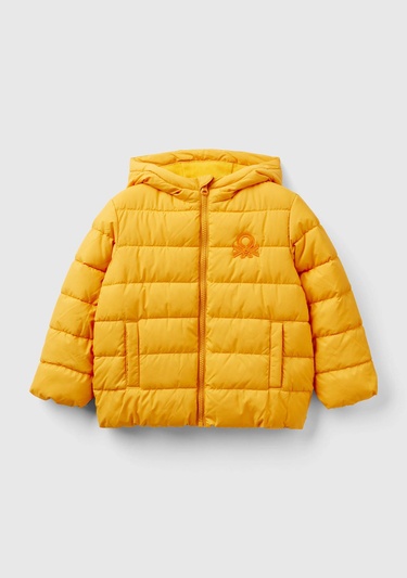  Erkek Çocuk Hardal Sarı  Logolu Puffer Mont