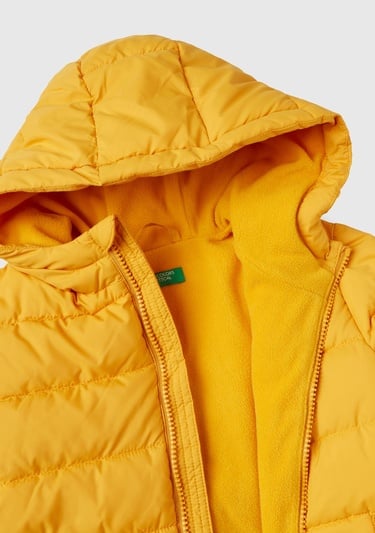  Erkek Çocuk Hardal Sarı  Logolu Puffer Mont