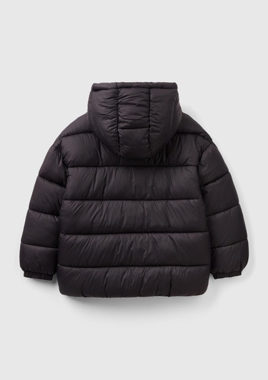  Erkek Çocuk Siyah Benetton Logo İşlemeli Mont