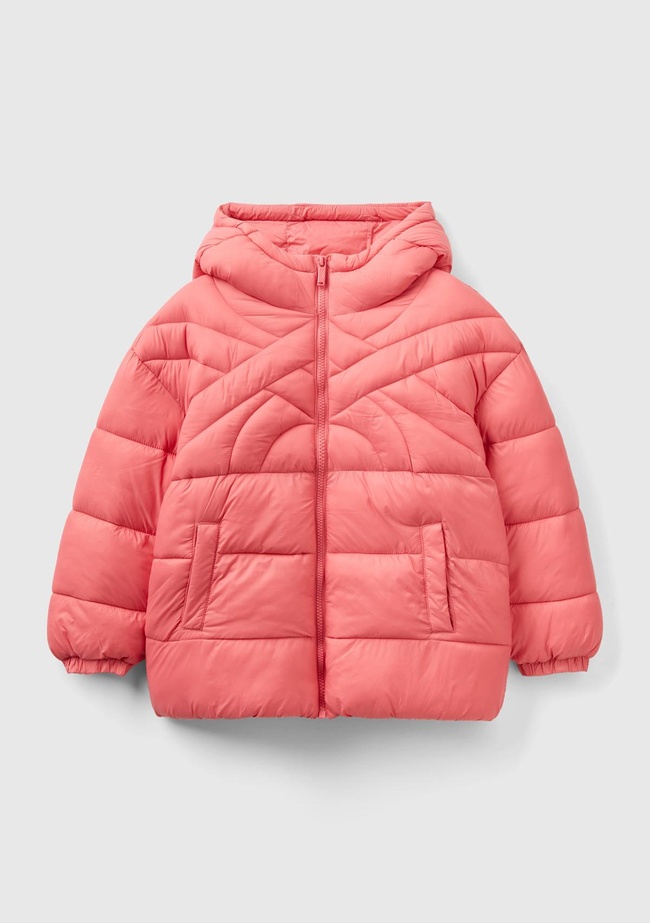  Erkek Çocuk Fuşya Benetton Logo İşlemeli Mont