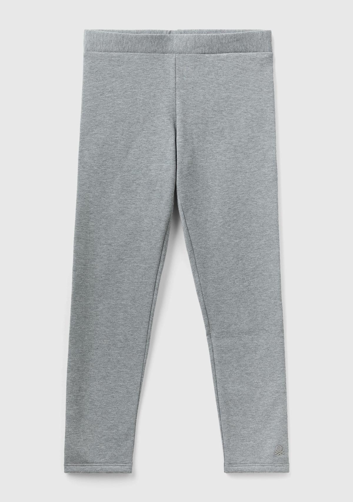  Kız Çocuk Koyu Gri Melanj Benetton Logo Detaylı Tayt