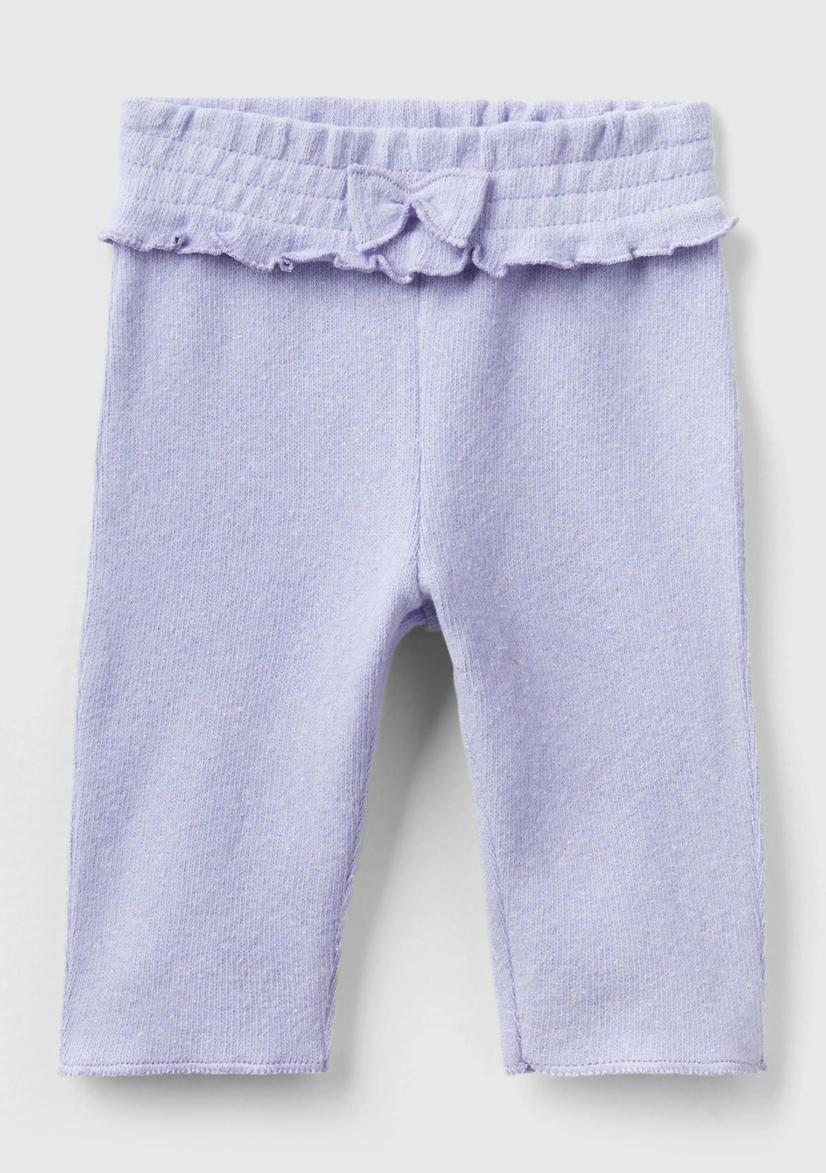  Bebek Lila Beli Lastikli Kurdela Detaylı Eşofman Altı