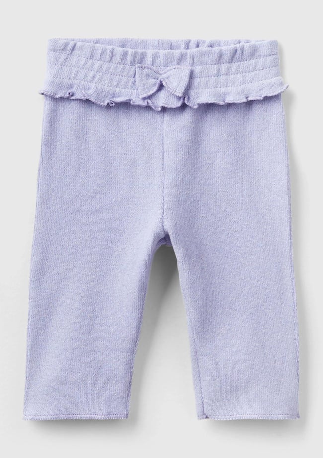  Bebek Lila Beli Lastikli Kurdela Detaylı Eşofman Altı