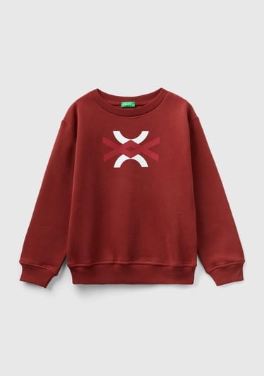  Erkek Çocuk Bordo Slogan Baskılı Sweatshirt