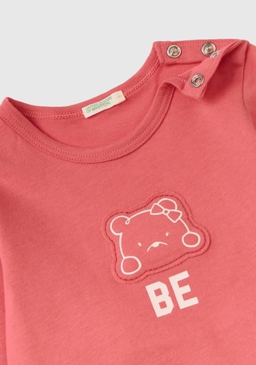  Bebek Fuşya BE Baskılı T-Shirt