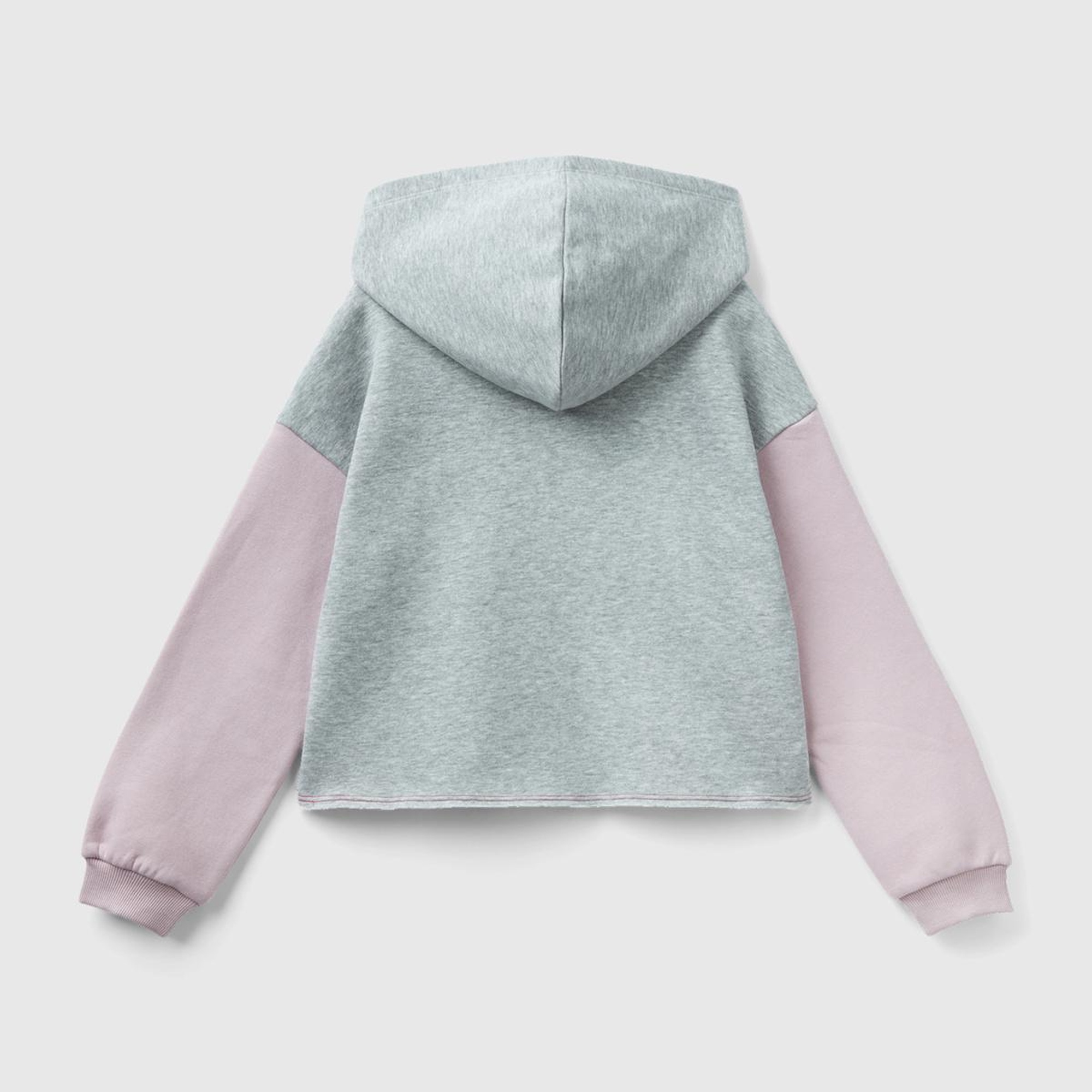 Kız Çocuk Gri Mix Slogan Baskılı Crop Sweatshirt