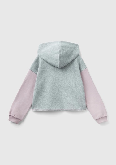  Kız Çocuk Gri Mix Slogan Baskılı Crop Sweatshirt