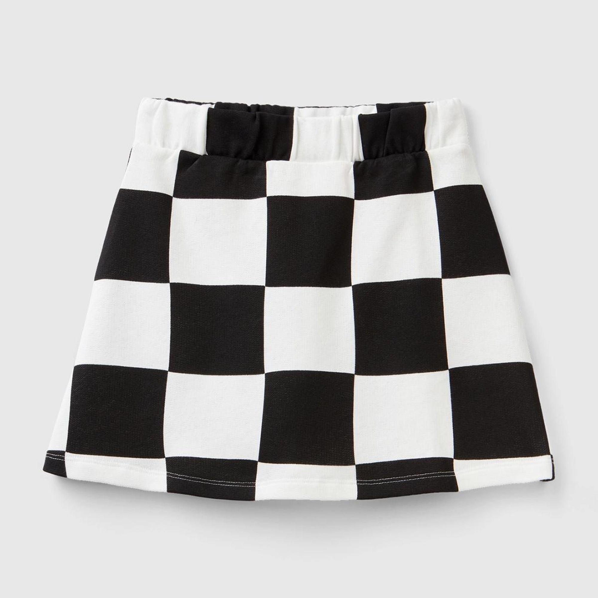 Kız Çocuk Siyah Beyaz Dama Desenli Etek