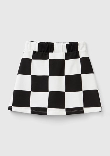  Kız Çocuk Siyah Beyaz Dama Desenli Etek